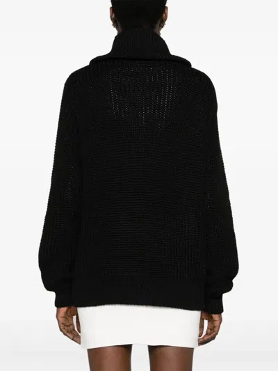 Prada Enamel Triangular Zipper Sweater In Black