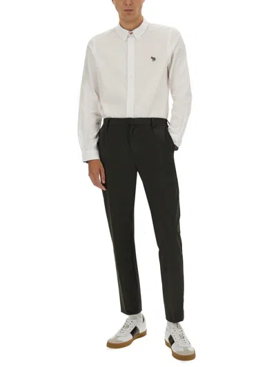 Ps By Paul Smith Zebra-patch Organic-cotton Shirt In White