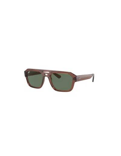 Ray Ban Corrigan Irregular 54mm Rectangular Sunglasses In Green