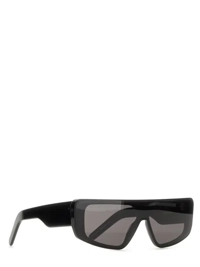 Rick Owens Angular Black Acetate Sunglasses In Black