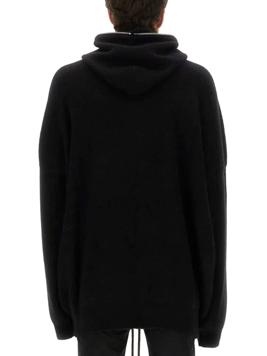 パーカー・フーディ Rick Owens Oversized Black Knit Sweatshirt With Full Zip Rick Owens Oversized Black Knit Sweatshirt With Full Zip