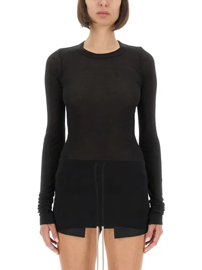Rick Owens Black Viscose Silk T-shirts