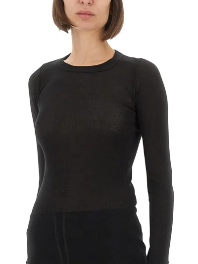 Rick Owens Black Viscose Silk T-shirts