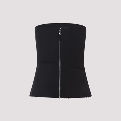 Rick Owens Strapless Black Top With Fitted Bodice And Flared Hem In Black