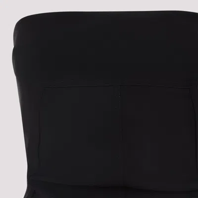Rick Owens Strapless Black Top With Fitted Bodice And Flared Hem In Black