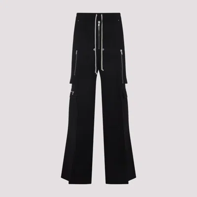 Rick Owens Wide-leg Trousers With High Waist And Utility Pockets In Black