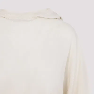 Rick Owens White Wool Cropped Hooded Pullover