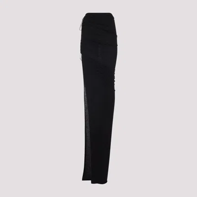 Rick Owens Flowing Maxi Skirt With Sheer Panel And High Waist In Black