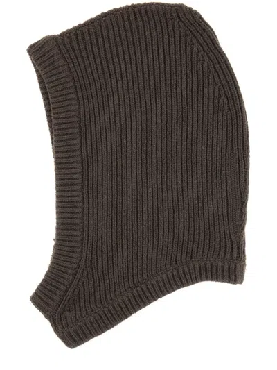 Rick Owens Stretch Ribbed Texture Hat In Brown