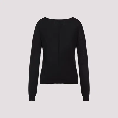 Rick Owens Deep V-neck Virgin Wool Sweater With Long Sleeves In Black