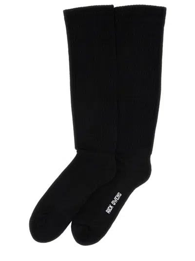 Rick Owens Gray Concordians Mid Calf Socks In Black