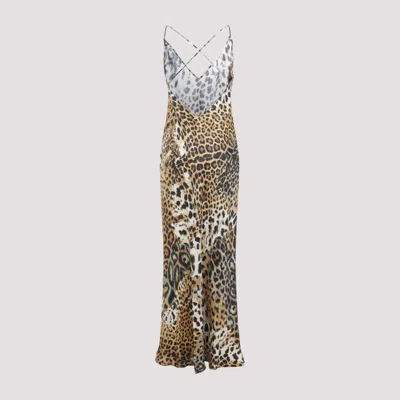 Roberto Cavalli Womens Naturale Animal-print Open-back Silk Maxi Dress In Animal Print