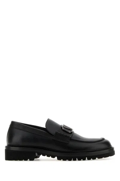 Valentino Garavani Black Loafers With Vlogo Detail And Platform In Leather Man