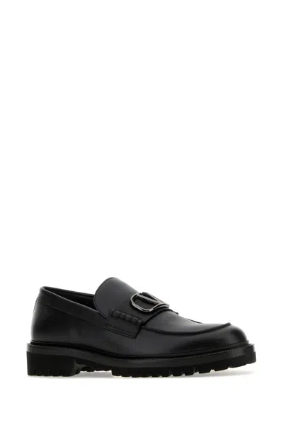 Valentino Garavani Black Loafers With Vlogo Detail And Platform In Leather Man