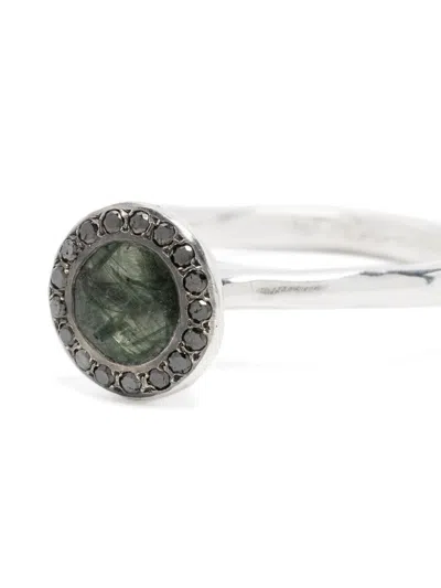 Rosa Maria Sterling Silver Diamond Ring In Metallic