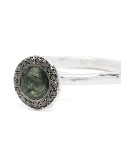 Rosa Maria Sterling Silver Diamond Ring In Metallic
