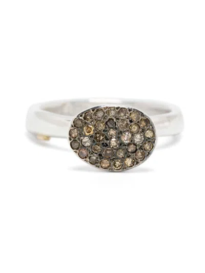 Rosa Maria Sterling Silver Diamond Ring In Metallic