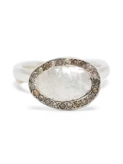 Rosa Maria Sterling Silver Diamond Ring In Metallic