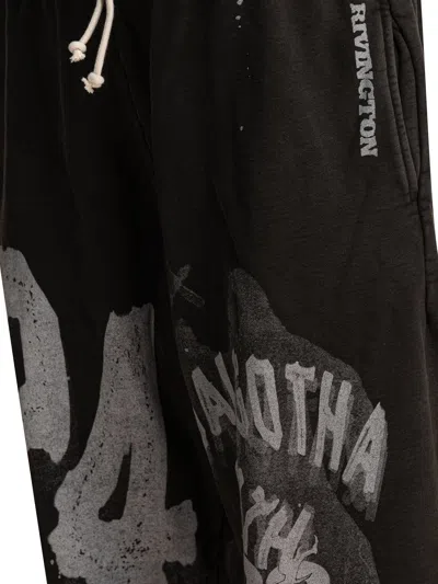 Rrr123 Graphic-print Drawstring Trousers In Black