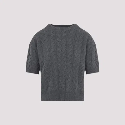 S Max Mara Dominus Cable Knit Sweater In Gray