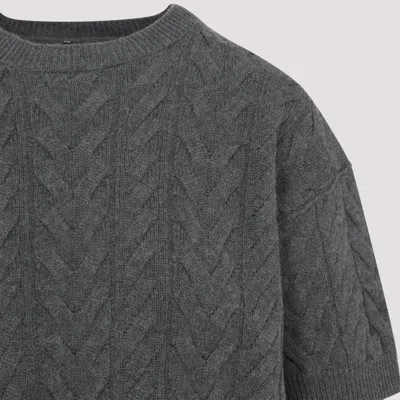 S Max Mara Dominus Cable Knit Sweater In Gray