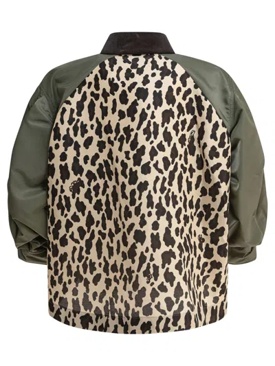 Sacai Leopard Jacket Jackets Brown In Animal Print