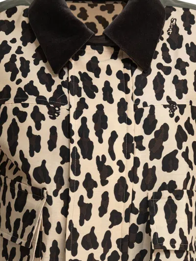 Sacai Leopard Jacket Jackets Brown In Animal Print