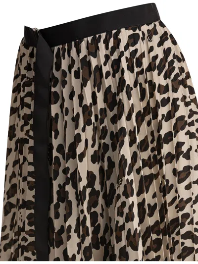 Sacai Leopard Print Skirt In Neutral