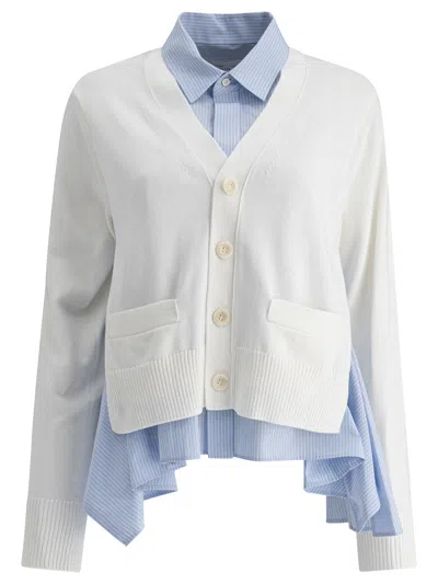 Sacai V-neck Layered Cardigan Patch Pockets