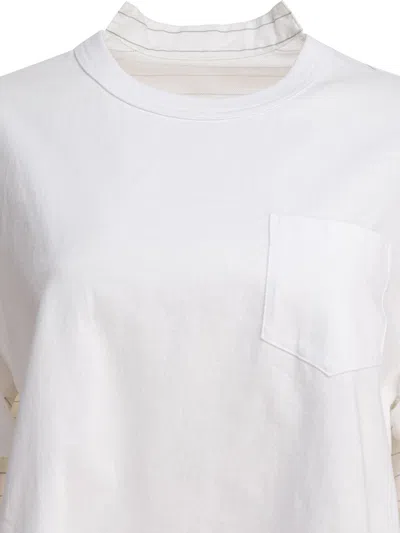 Sacai Layered T-shirt With Chest Pocket And Stripes