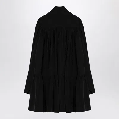 Saint Laurent Long-sleeved Silk Mini Dress In Black