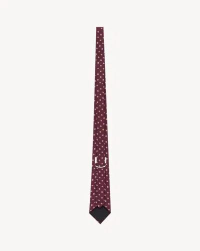 Saint Laurent Bordeaux Silk Tie With Print