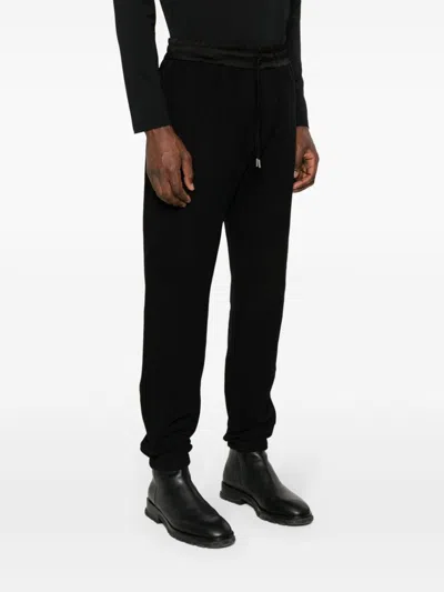 Saint Laurent Pantaloni Stile Tuta In Tessuto Garzato In Black