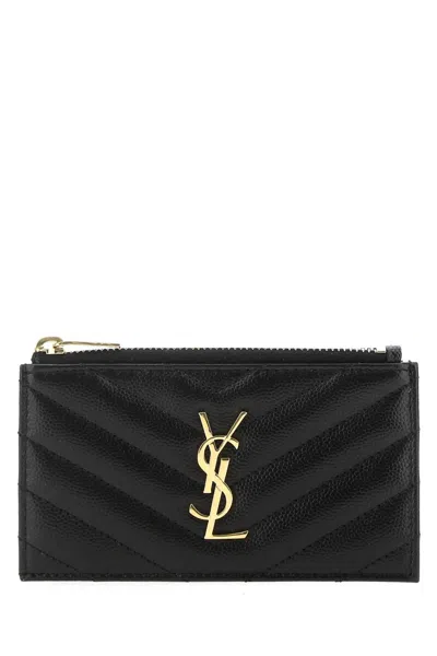 Saint Laurent Cassandre Fragments Cardholder In Black
