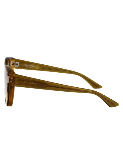 Saint Laurent Havana-havana-transparent Recycled Acetate Glasses In Brown