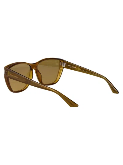 Saint Laurent Havana-havana-transparent Recycled Acetate Glasses In Brown