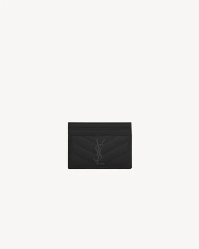 Saint Laurent Monogram Quilted Cardholder In Black