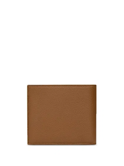 Saint Laurent Debossed-logo Leather Wallet In Brown