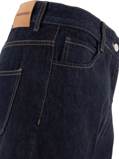 Sandbeige Blue Cotton Jeans In Blue