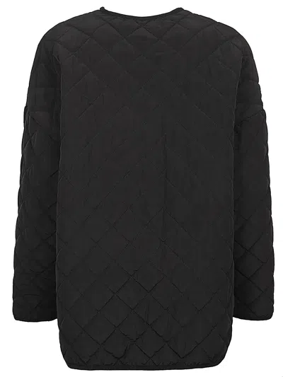 Sandbeige Nylon Quilted Jacket In Black