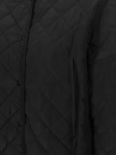 Sandbeige Nylon Quilted Jacket In Black