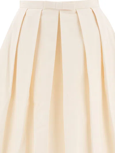 Sandbeige Pleated Bow-detail Skirt In White