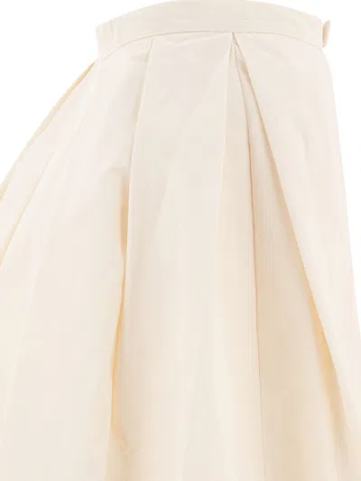Sandbeige Pleated Bow-detail Skirt In White