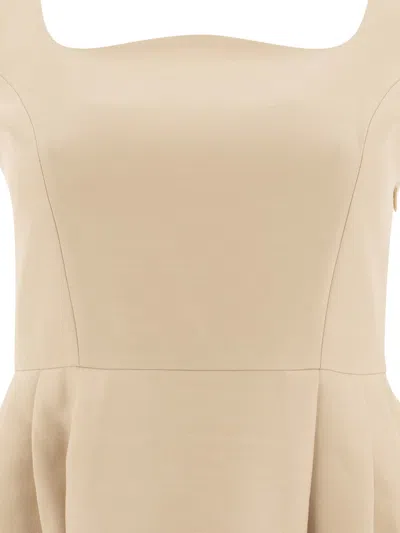 Sandbeige Wool Midi Dress In Neutral