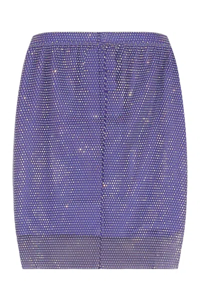 Santa Rhinestone Embellished Netted Mini Skirt