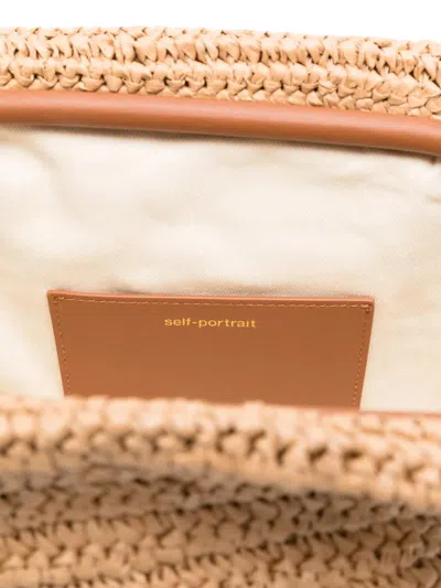 Self-portrait Charm-detail Raffia Clutch Bag