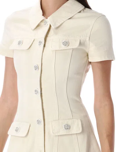 Self-portrait Cream Collared Denim Mini Dress