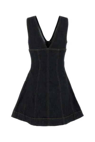 Self-portrait Navy Blue Dress With Bustier Neckline And Zip Detail