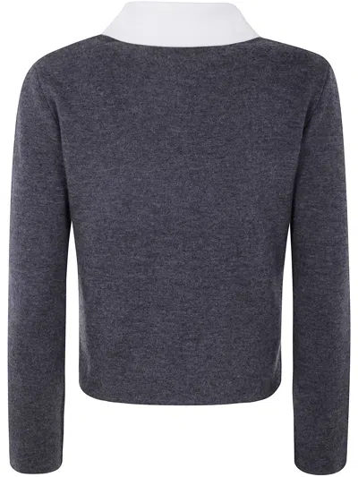 Self-portrait Grey Contrast Collar Cardigan