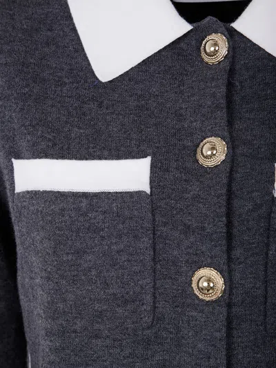 Self-portrait Grey Contrast Collar Cardigan